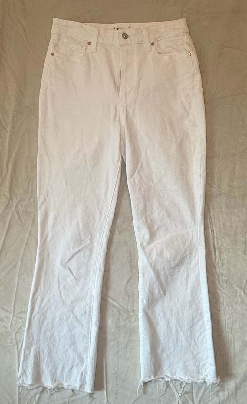 PAIGE Claudine High Rise Ankle Flare Jeans in White Size 27